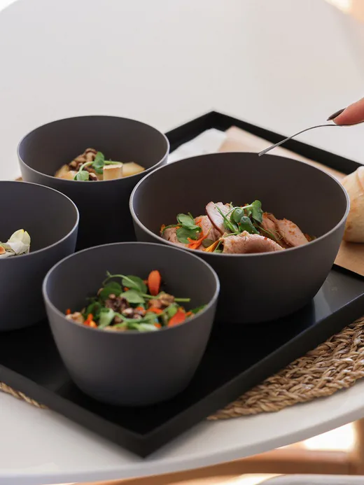 Coffret repas Metsens, trois préparations sur un plateau